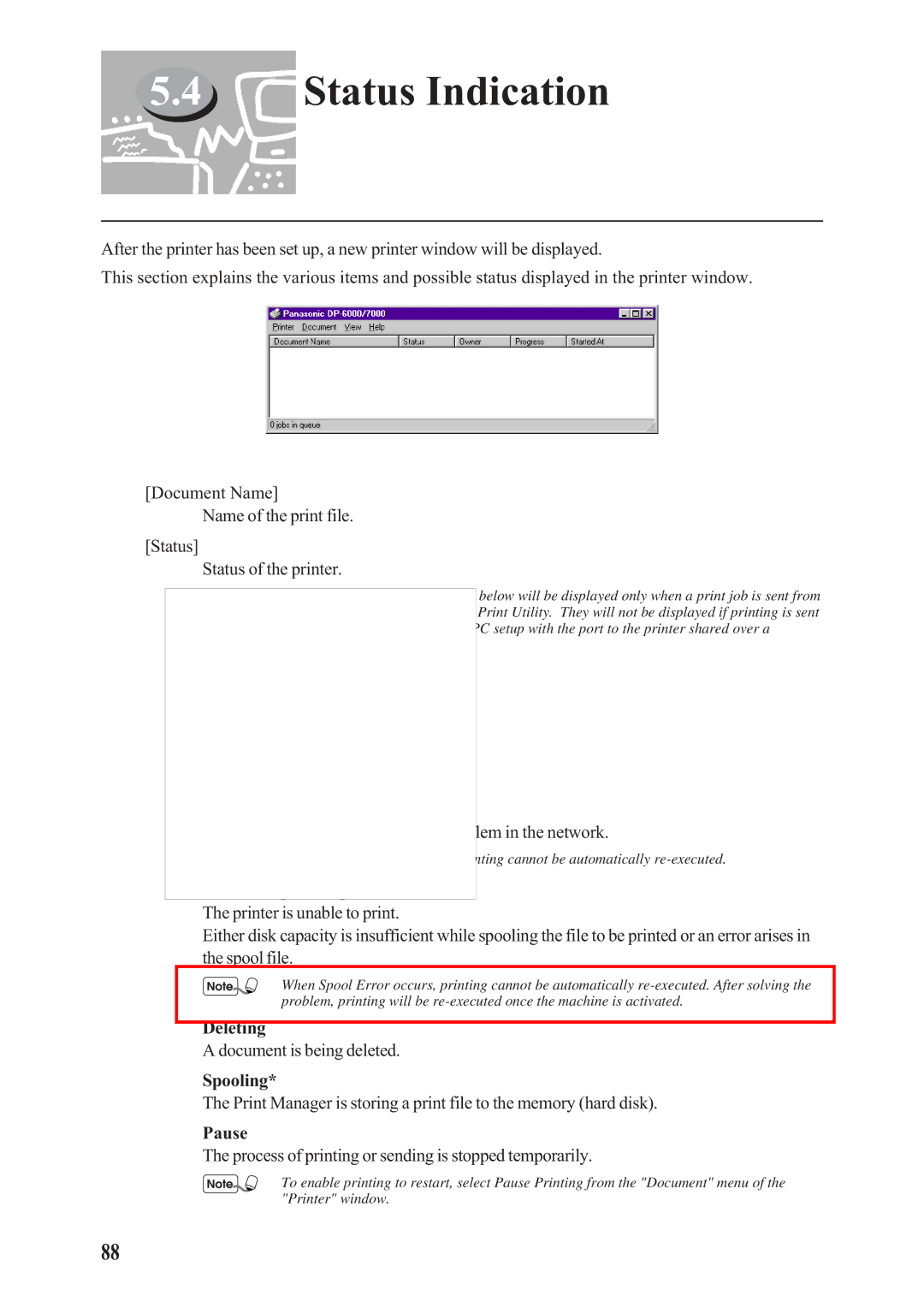 Panasonic DA-PC700 manual Status Indication 