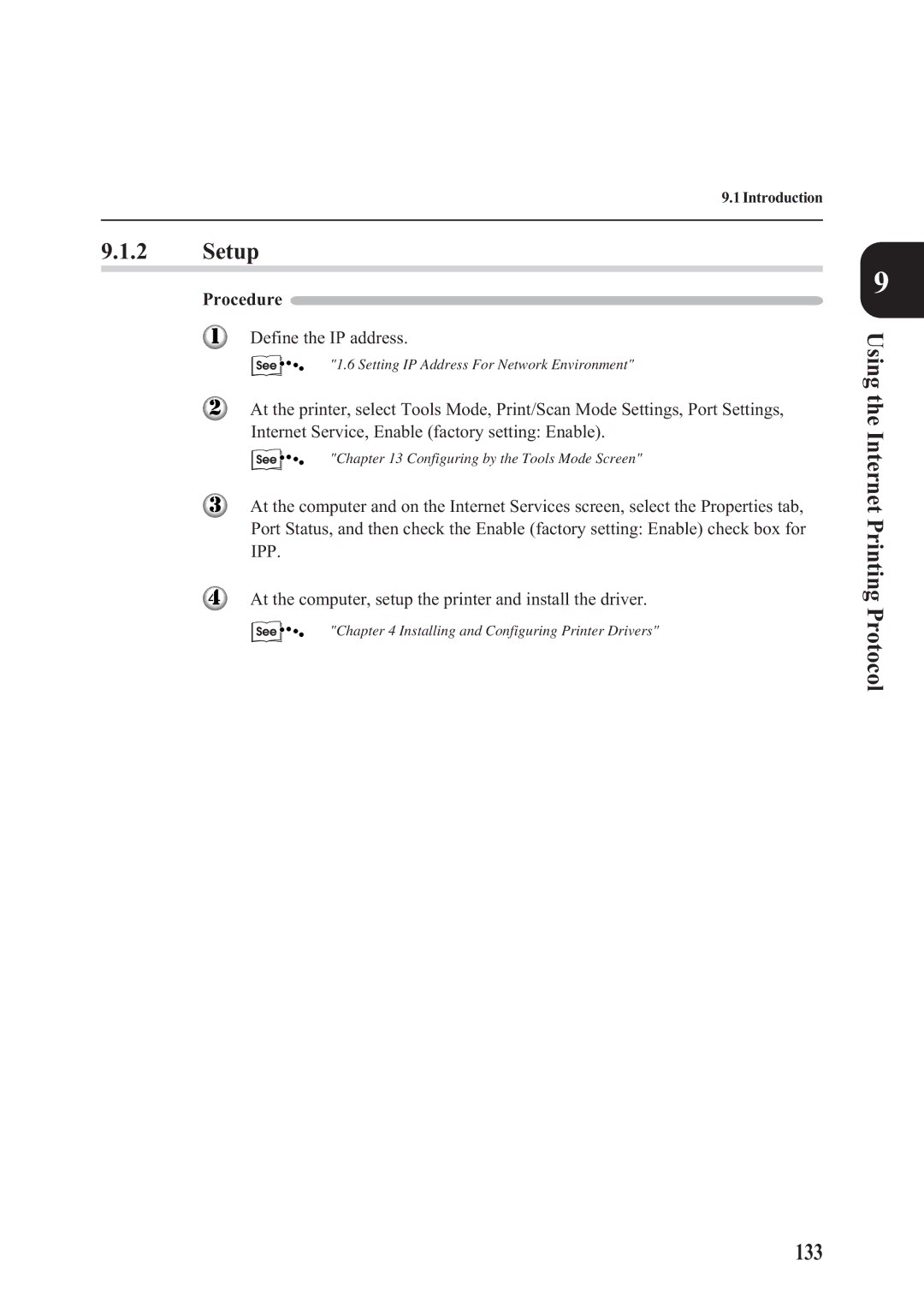 Panasonic DA-PC700 manual Using the Internet Printing Protocol 133, Define the IP address 