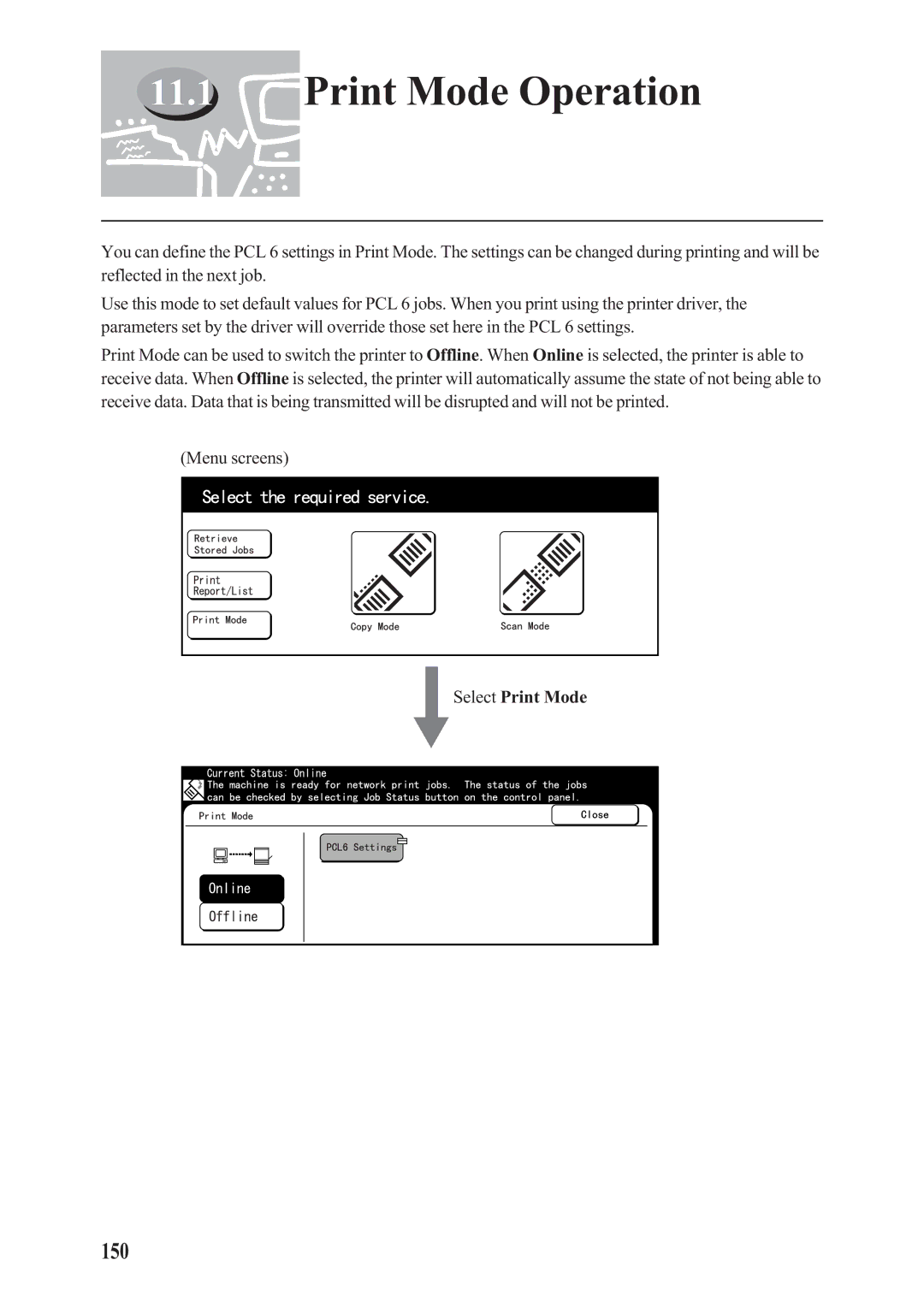 Panasonic DA-PC700 manual Print Mode Operation, 150 