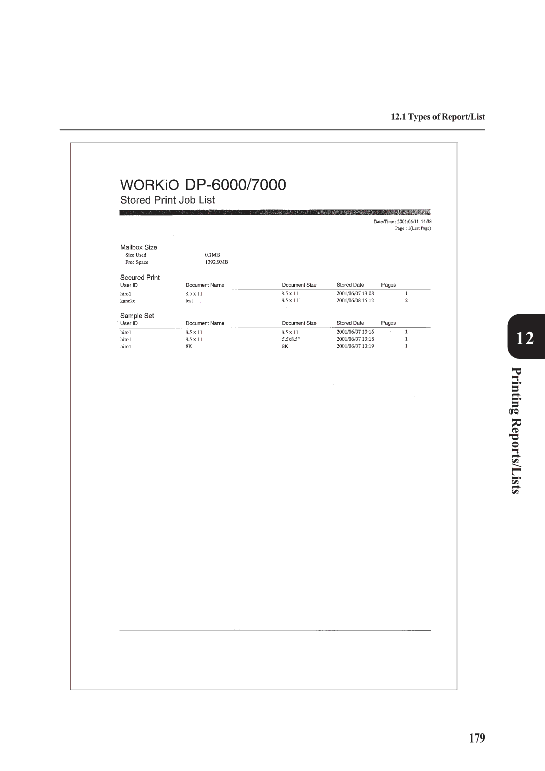 Panasonic DA-PC700 manual Printing Reports/Lists 179 