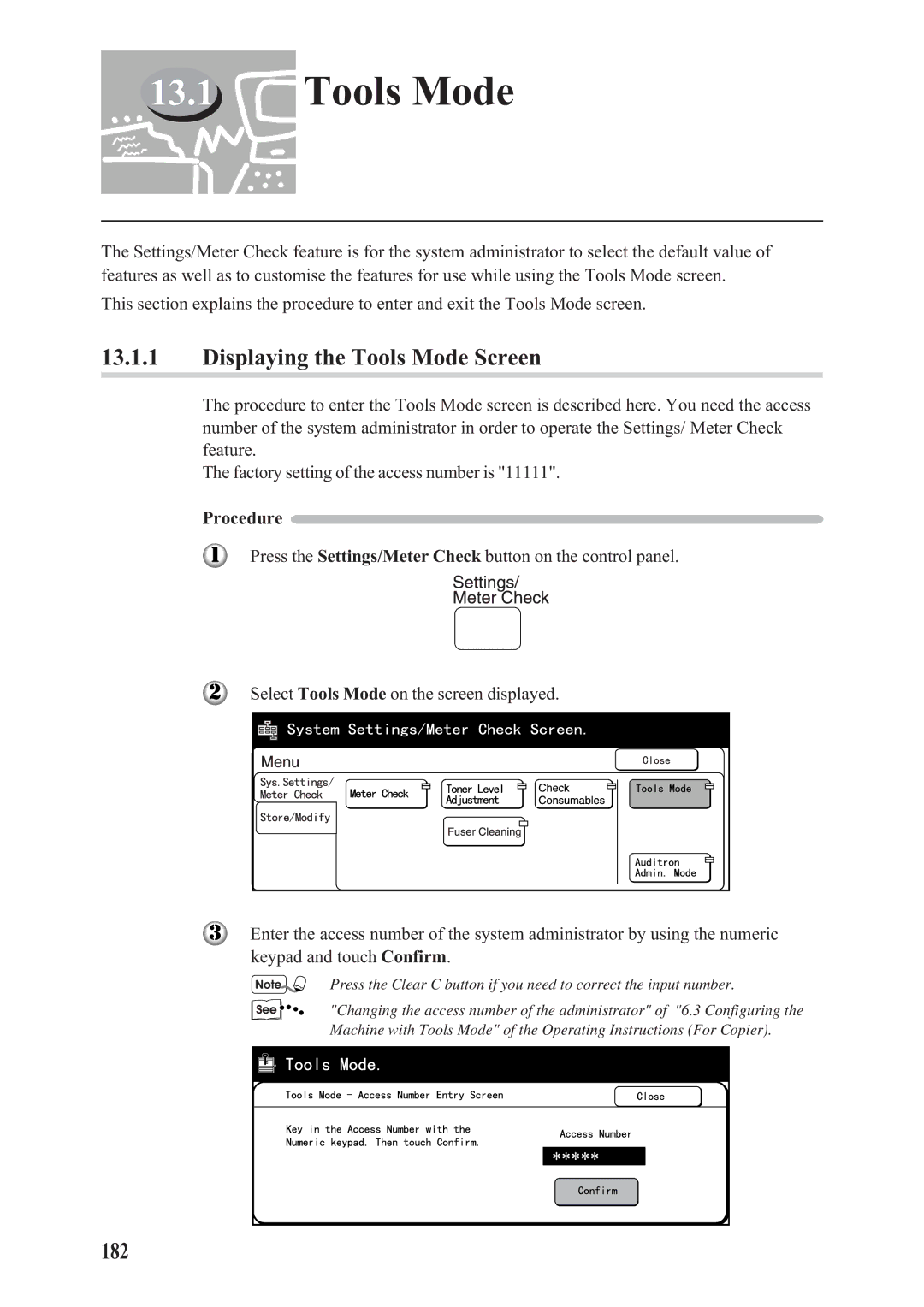 Panasonic DA-PC700 manual Displaying the Tools Mode Screen, 182 