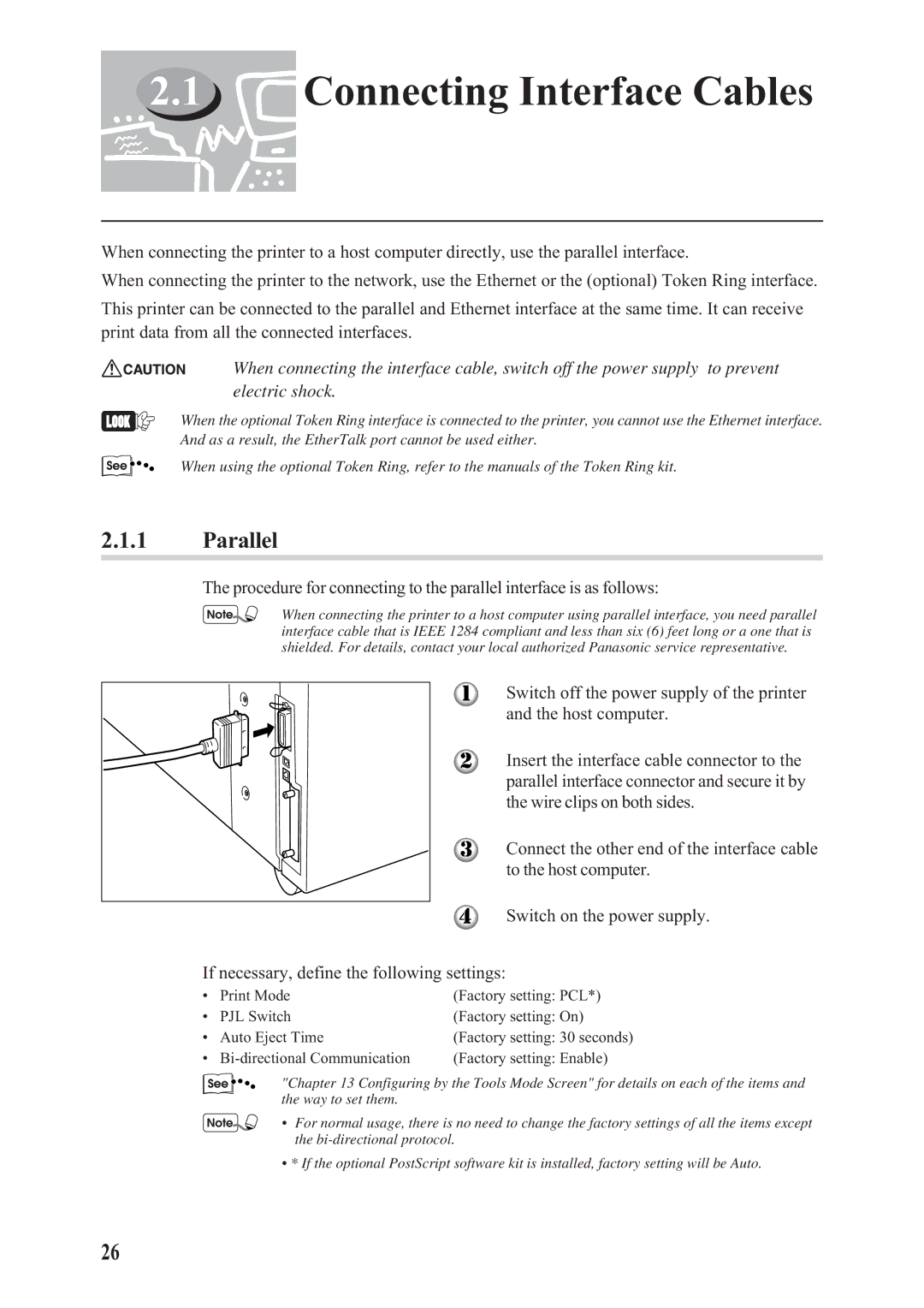 Panasonic DA-PC700 manual Connecting Interface Cables, Parallel 