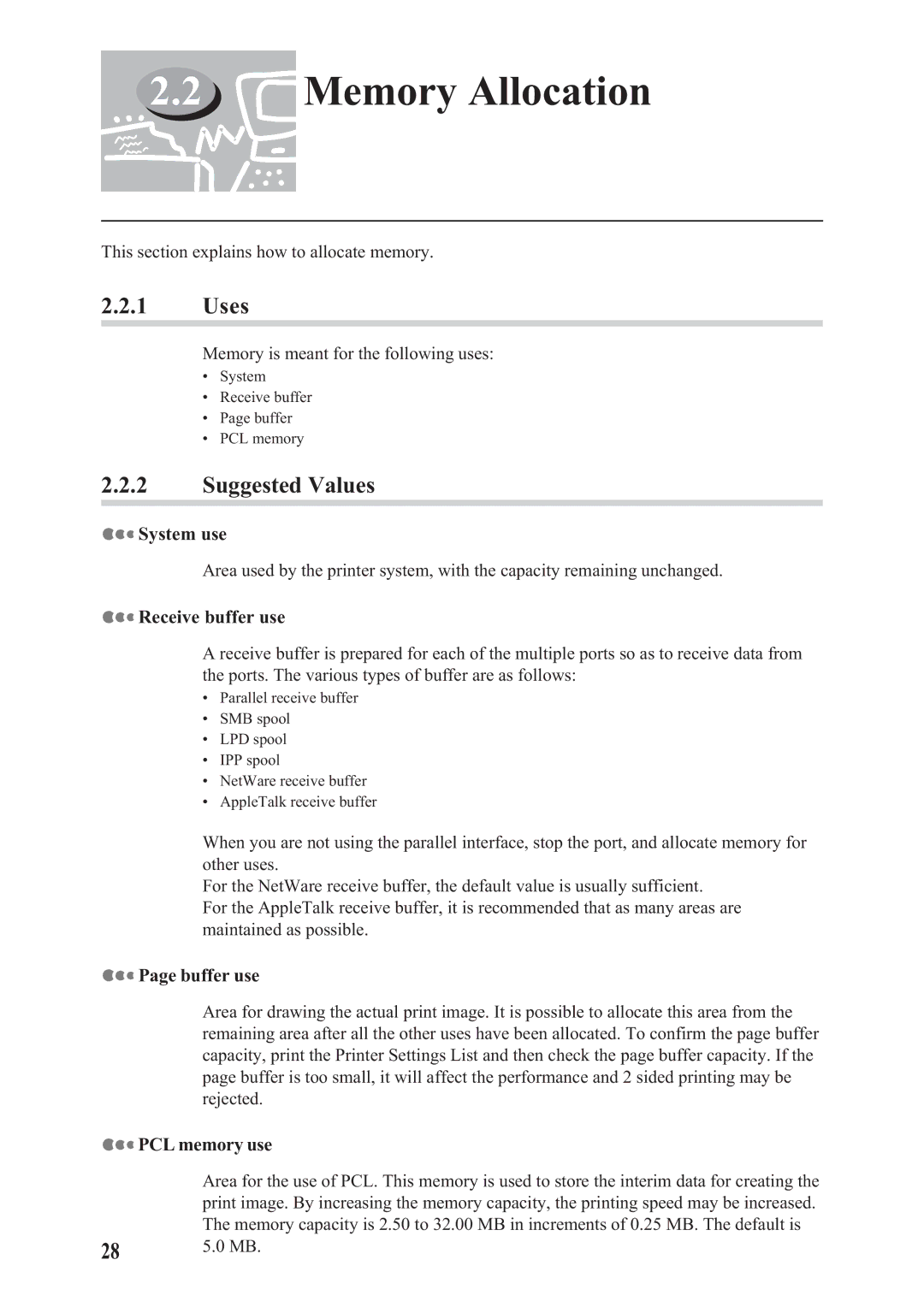 Panasonic DA-PC700 manual Memory Allocation, Uses, Suggested Values 