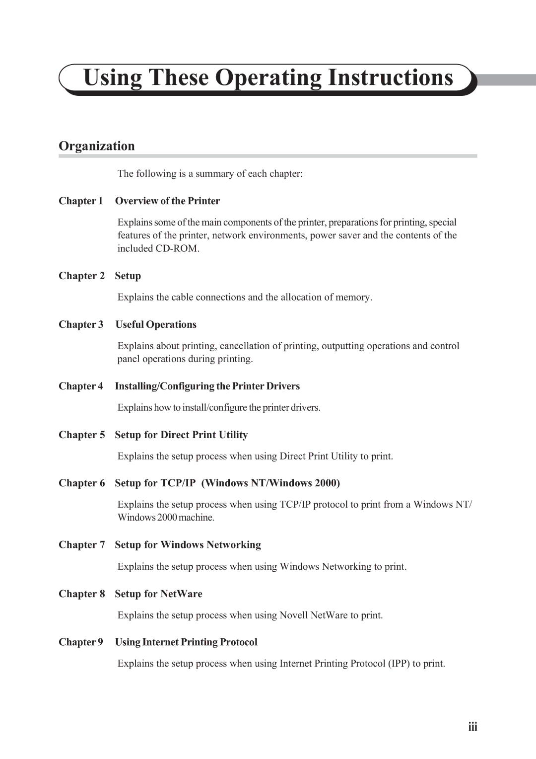 Panasonic DA-PC700 manual Using These Operating Instructions, Organization, Iii 