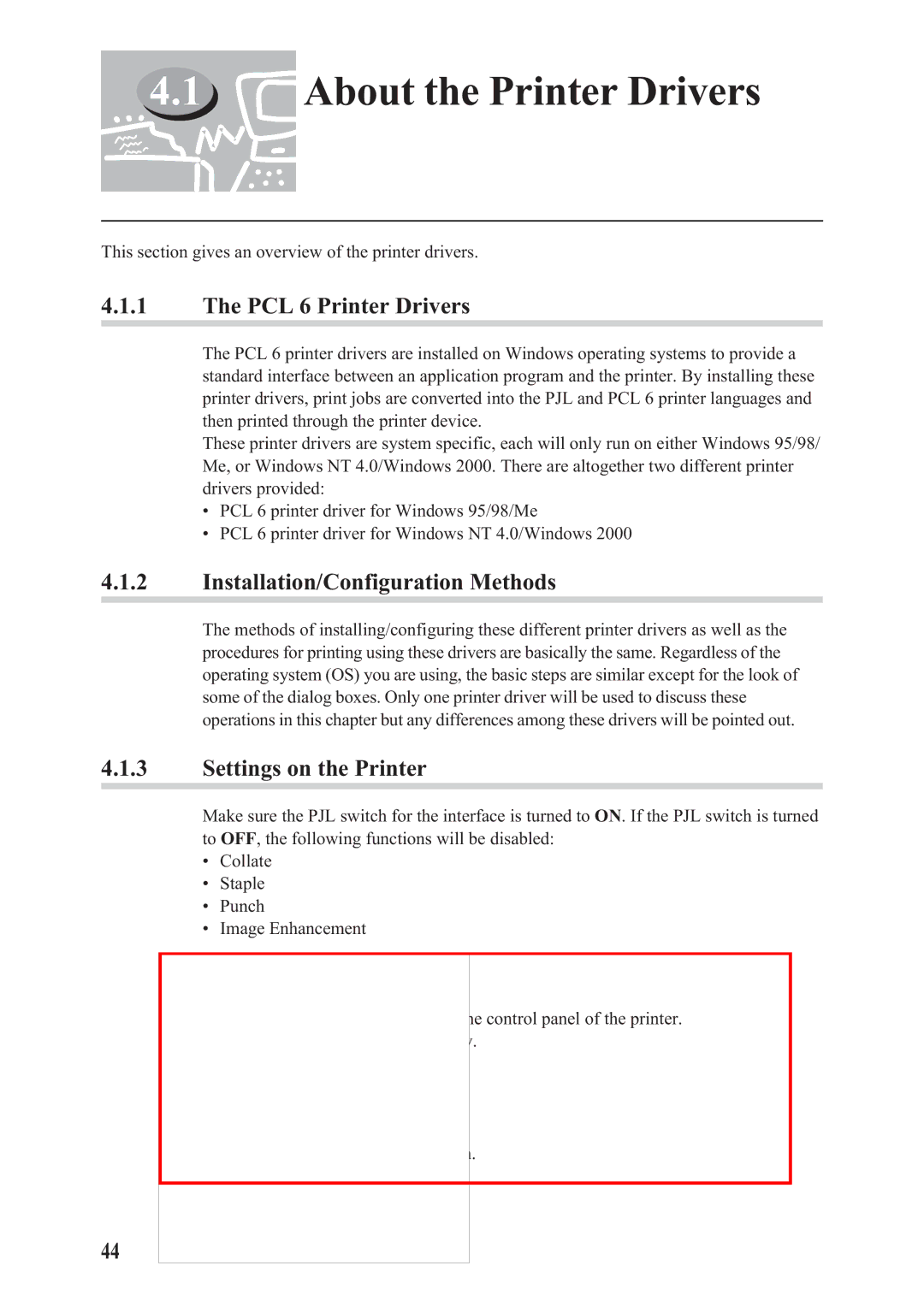 Panasonic DA-PC700 manual About the Printer Drivers, PCL 6 Printer Drivers, Installation/Configuration Methods 