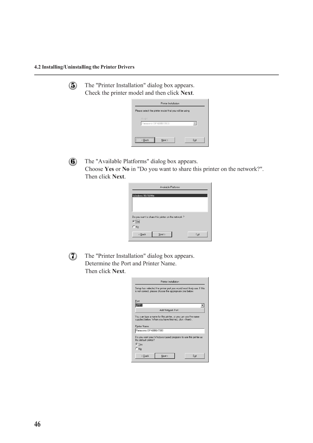 Panasonic DA-PC700 manual Installing/Uninstalling the Printer Drivers 