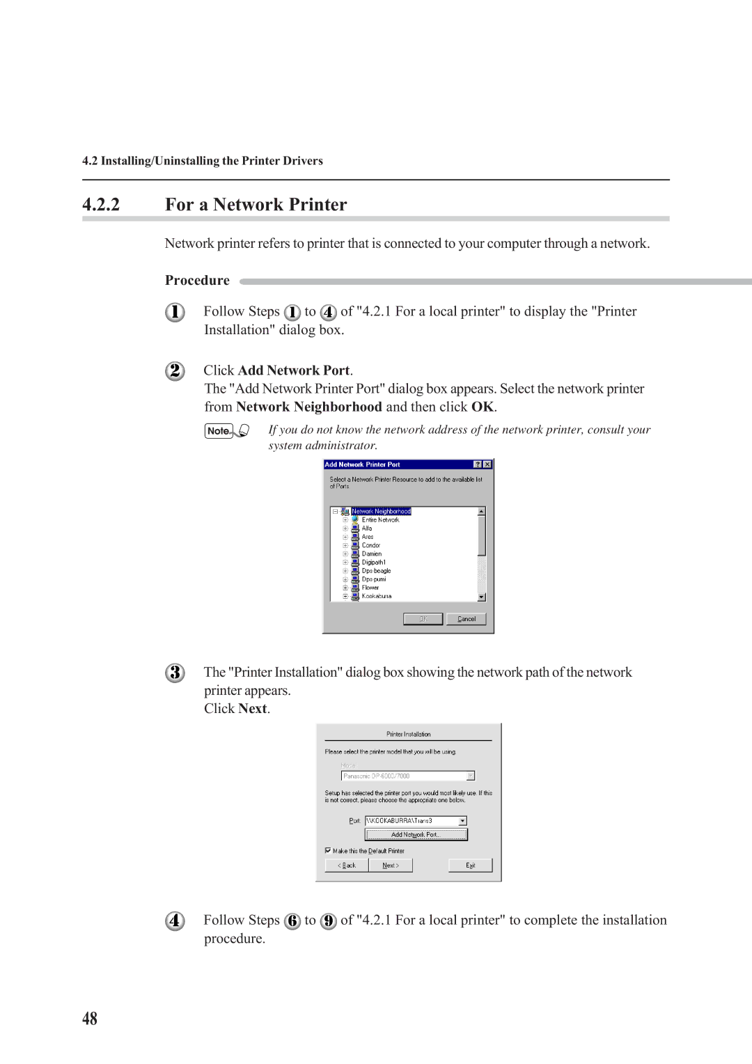 Panasonic DA-PC700 manual For a Network Printer, Click Add Network Port 