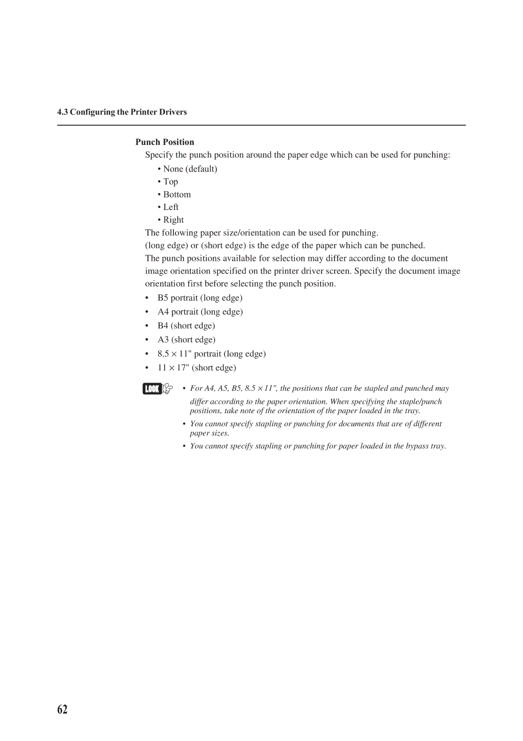 Panasonic DA-PC700 manual Punch Position 