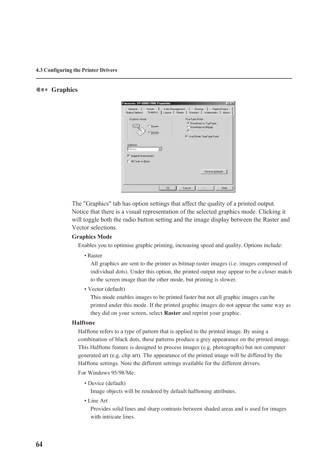 Panasonic DA-PC700 manual Graphics Mode, Halftone 