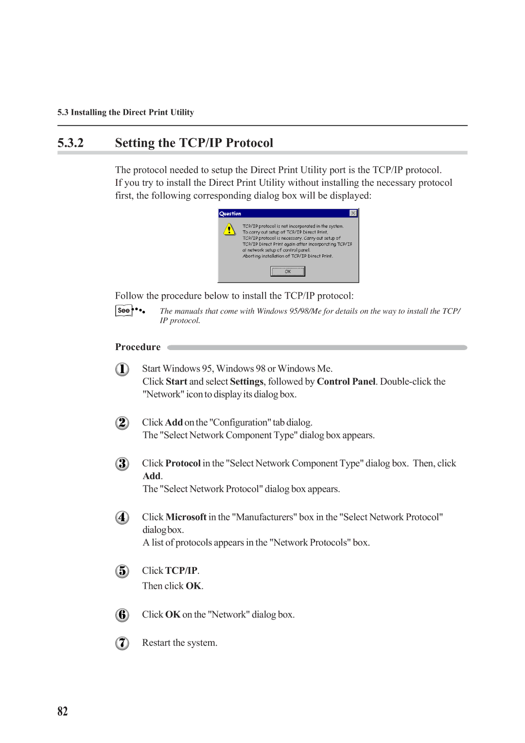 Panasonic DA-PC700 manual Setting the TCP/IP Protocol, Procedure 