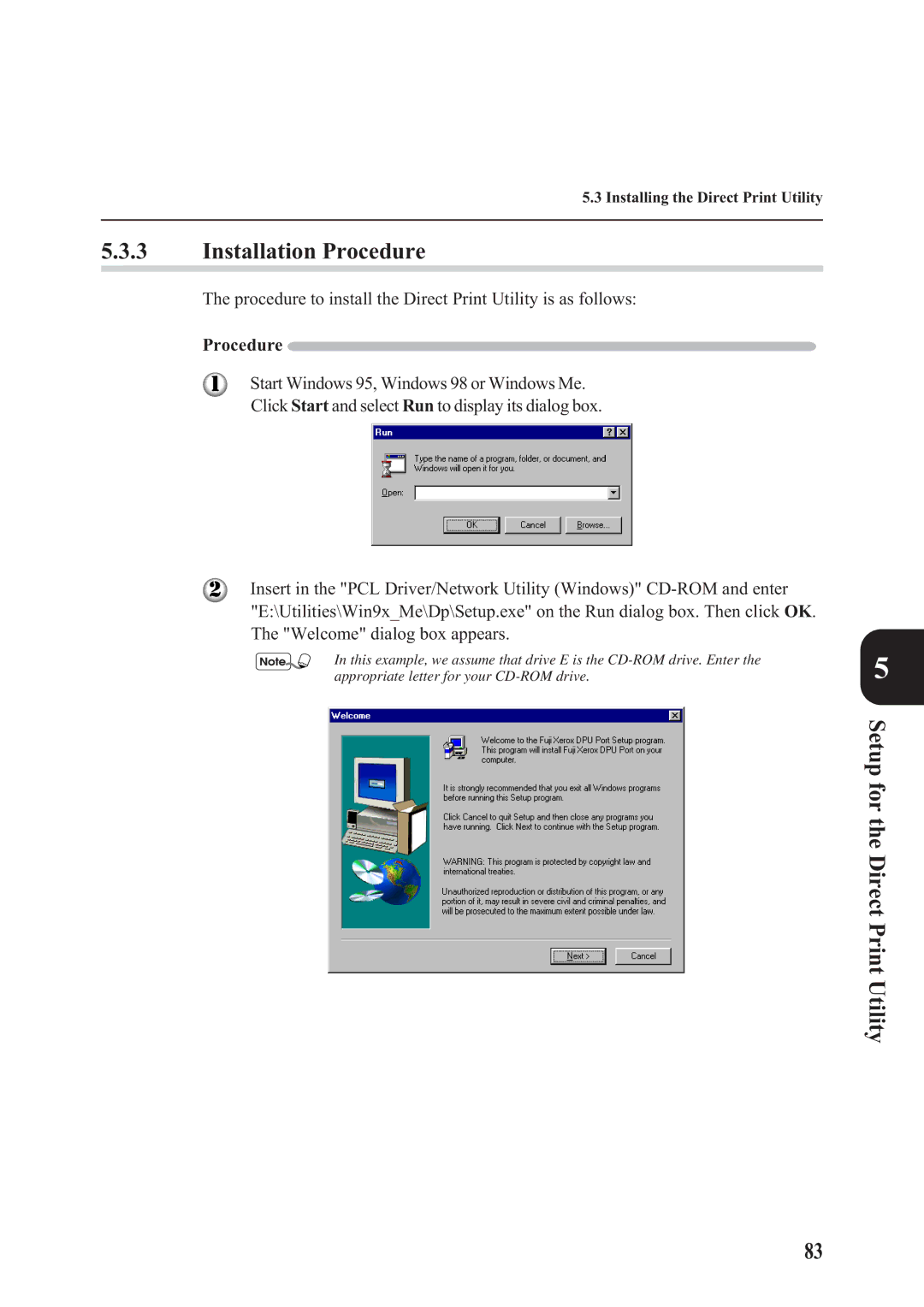 Panasonic DA-PC700 manual Installation Procedure, Procedure to install the Direct Print Utility is as follows 