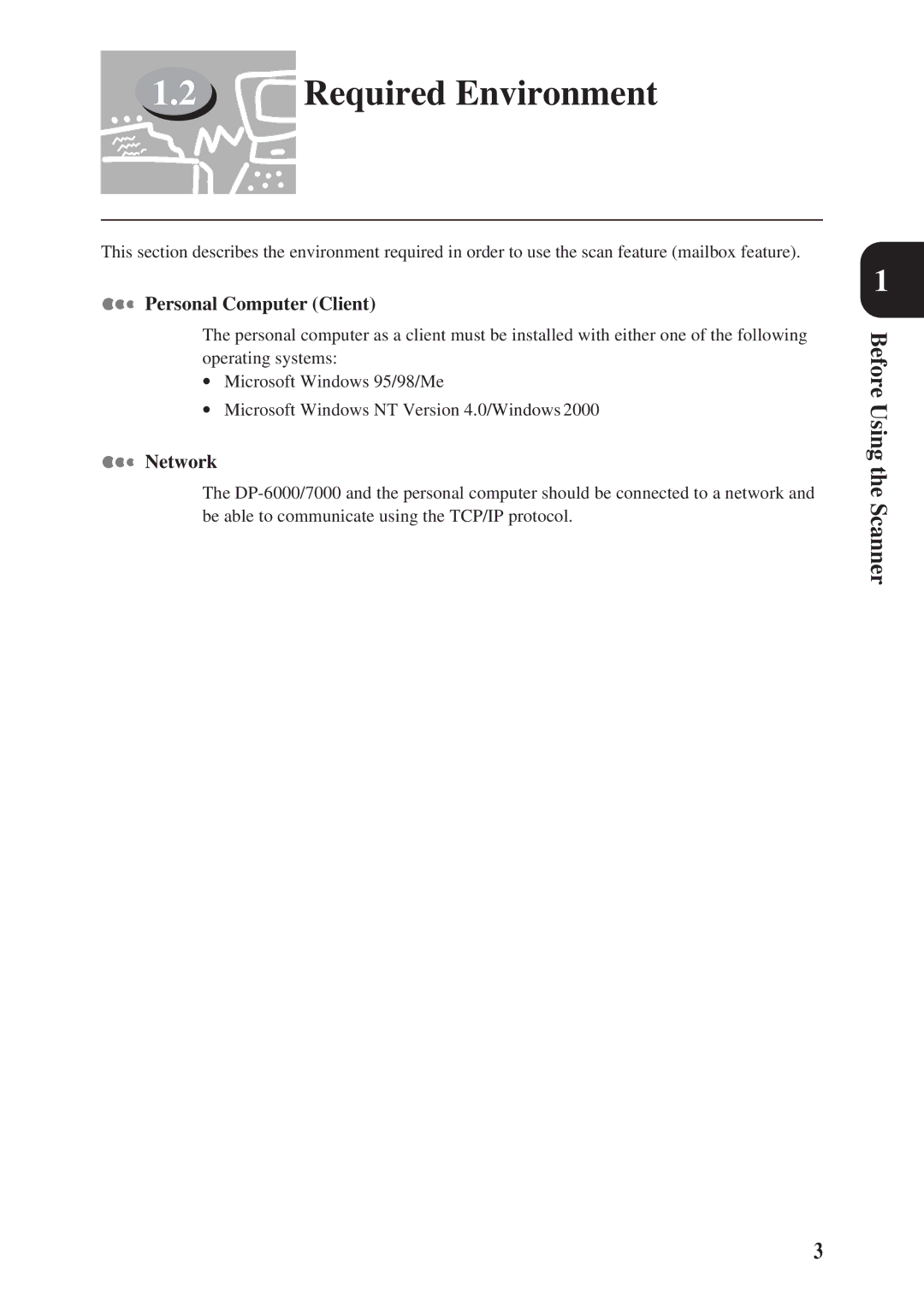 Panasonic DA-PC700 manual Required Environment, Before Using the Scanner 