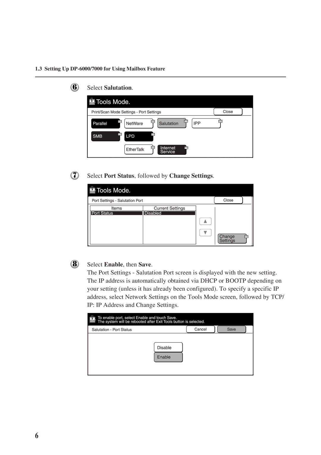 Panasonic DA-PC700 manual Setting Up DP-6000/7000 for Using Mailbox Feature 