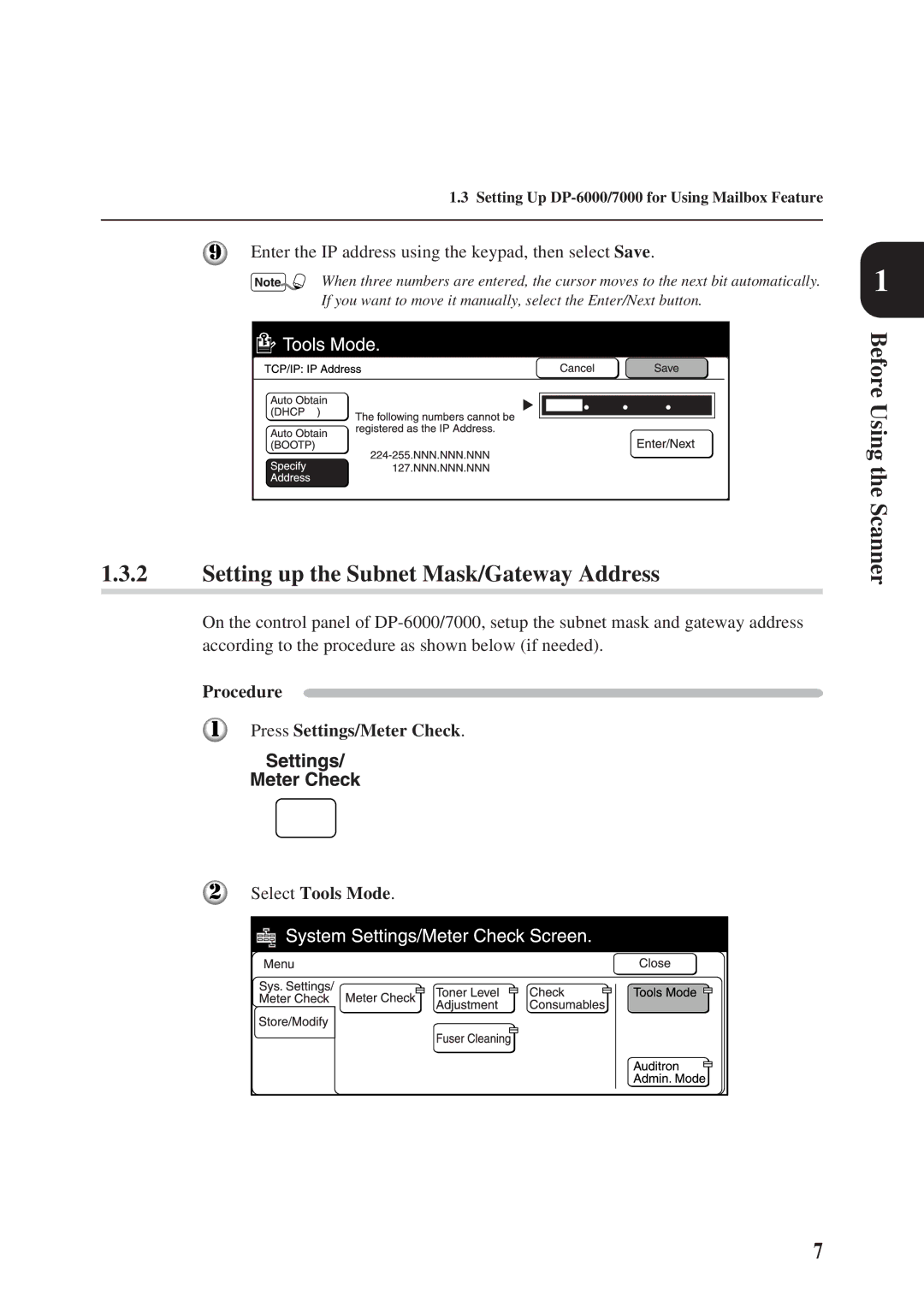 Panasonic DA-PC700 Setting up the Subnet Mask/Gateway Address, Enter the IP address using the keypad, then select Save 