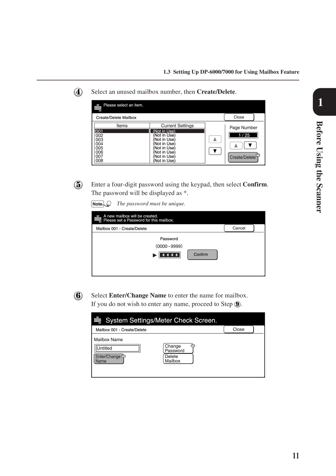 Panasonic DA-PC700 manual Password must be unique 