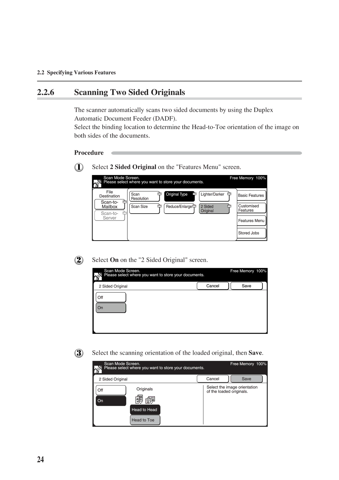 Panasonic DA-PC700 manual Scanning Two Sided Originals 