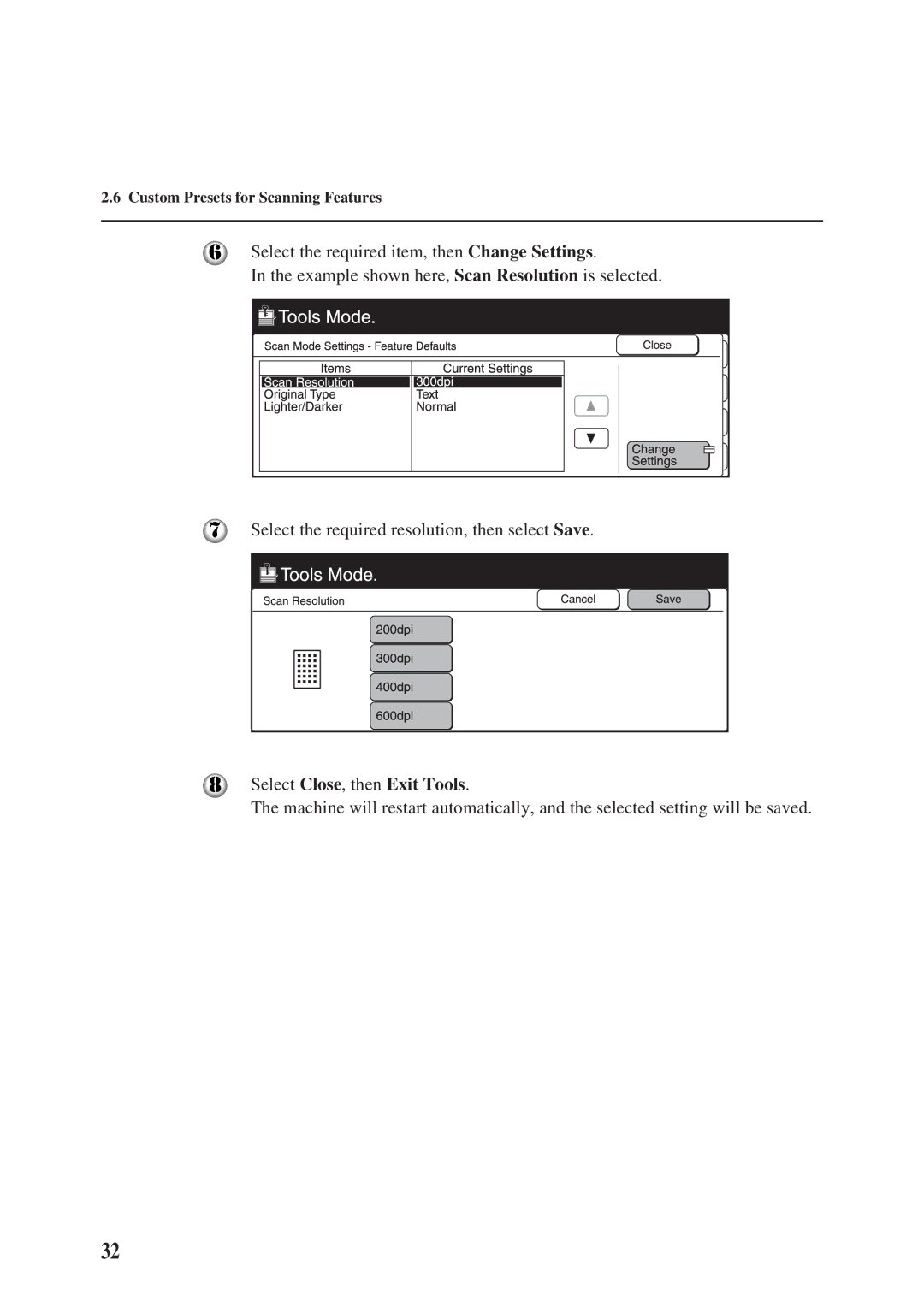 Panasonic DA-PC700 manual Custom Presets for Scanning Features 