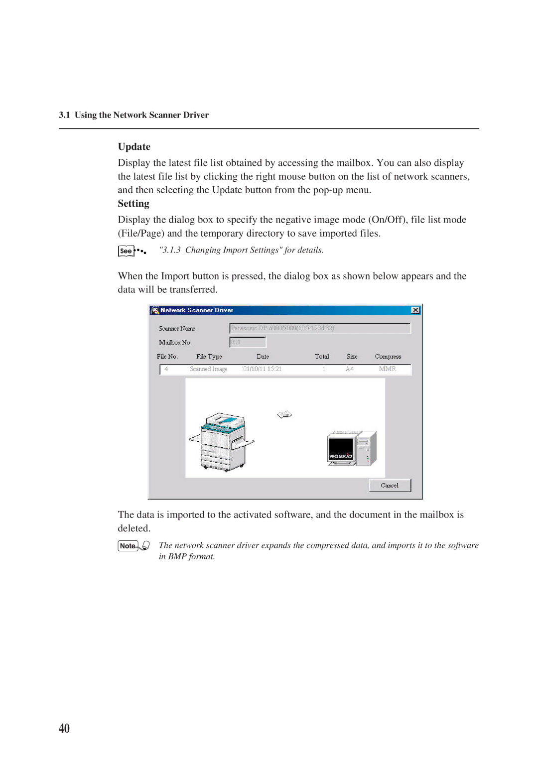 Panasonic DA-PC700 manual Update, Setting 