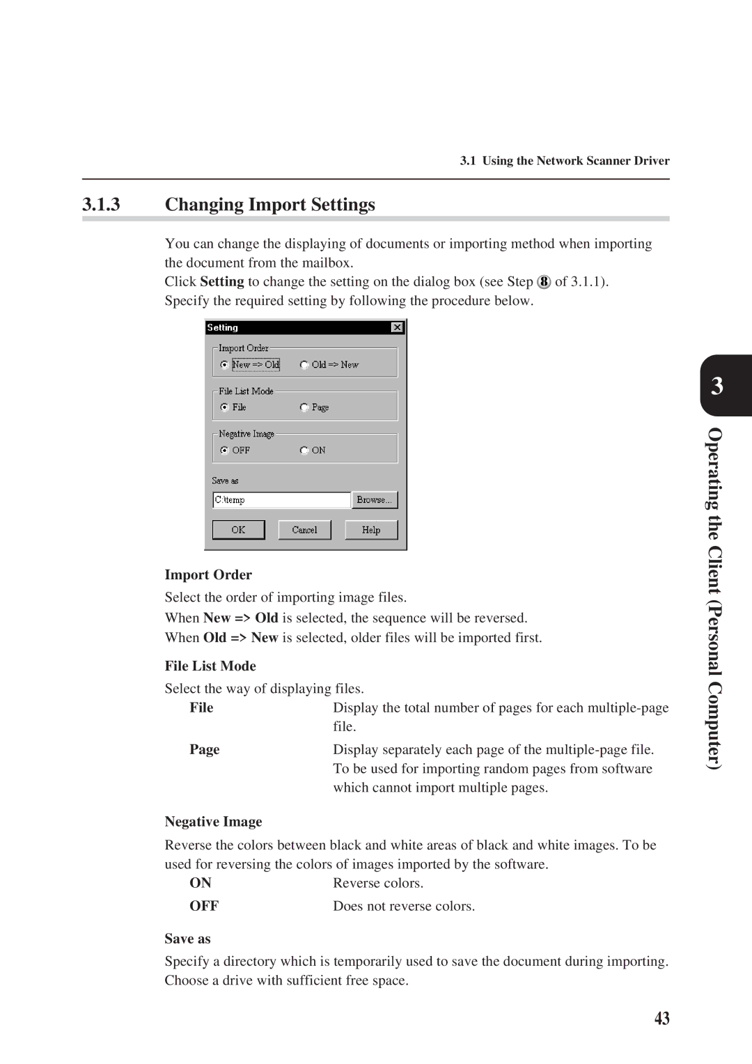 Panasonic DA-PC700 manual Changing Import Settings 