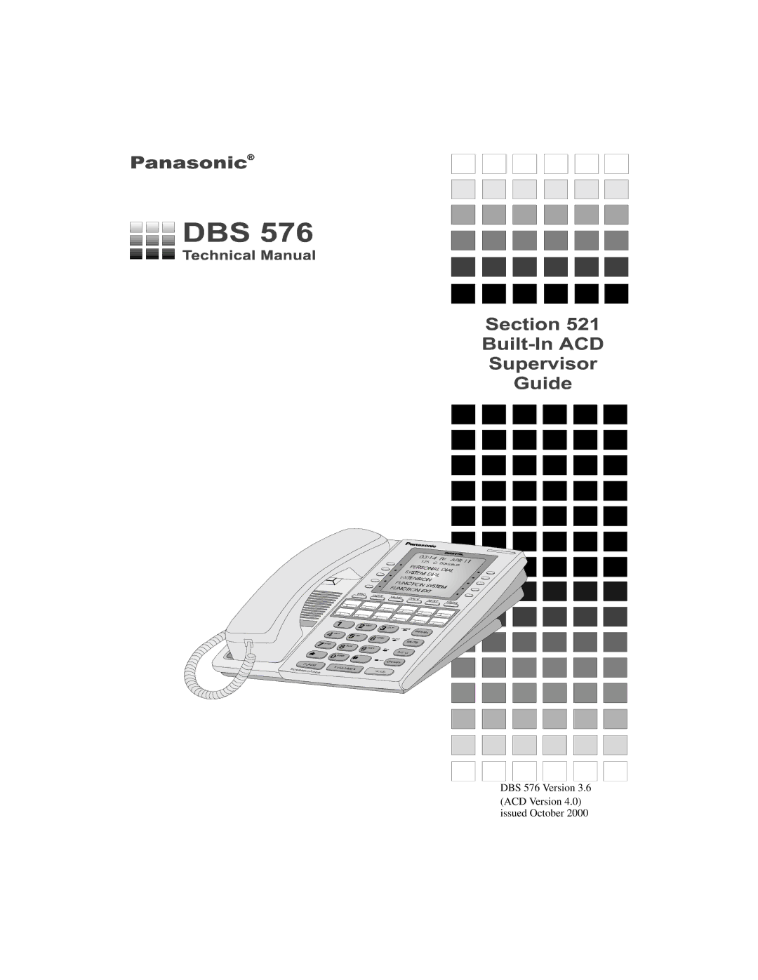 Panasonic manual DBS 576 Version ACD Version 4.0 issued October 