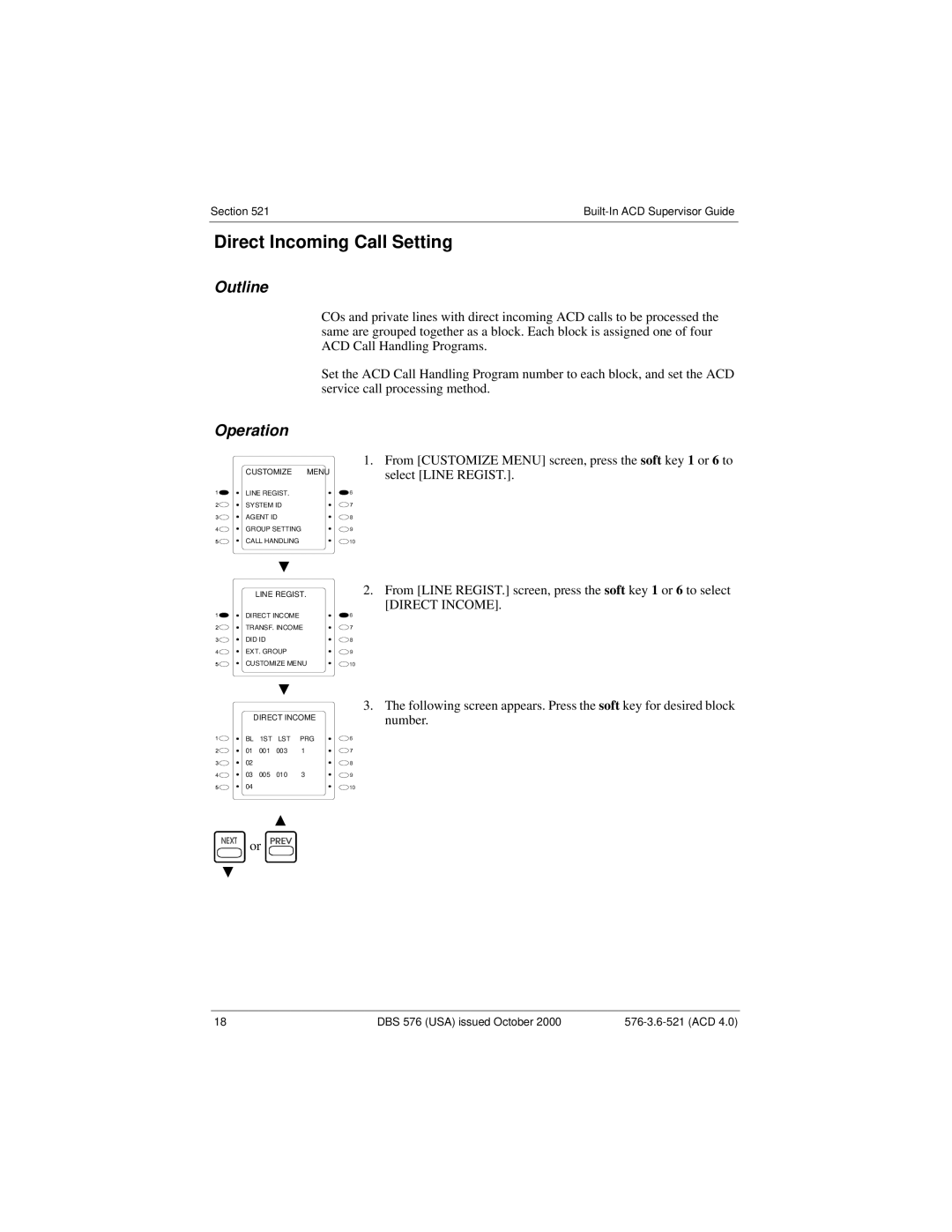 Panasonic DBS 576 manual Direct Incoming Call Setting, Outline 