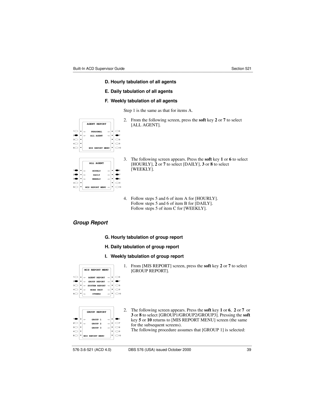 Panasonic DBS 576 manual Group Report 