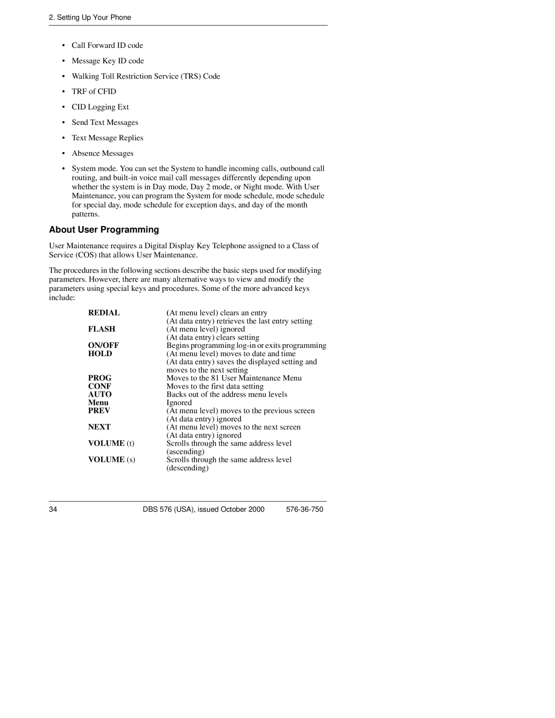 Panasonic DBS 576HD manual About User Programming, Next 