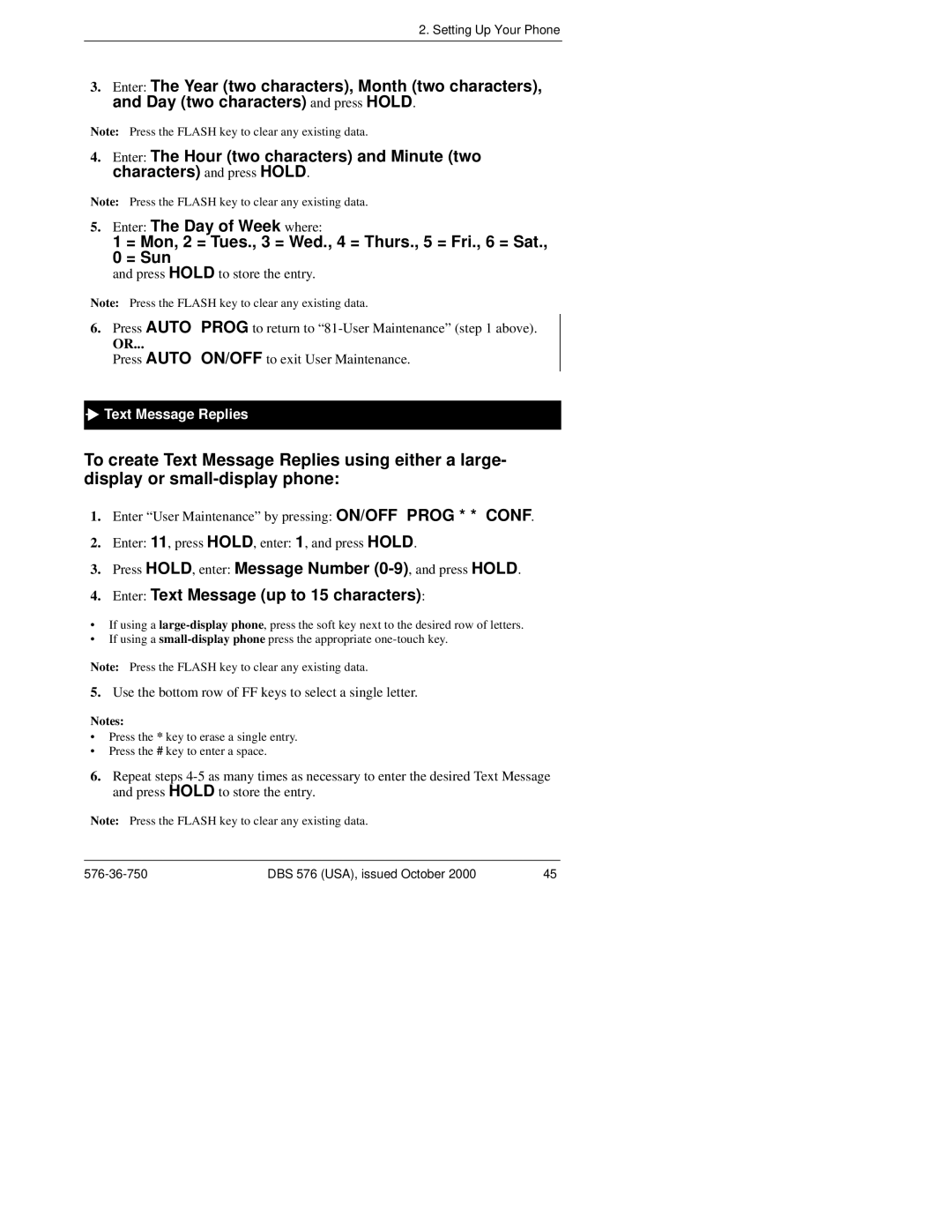 Panasonic DBS 576HD manual Text Message Replies 