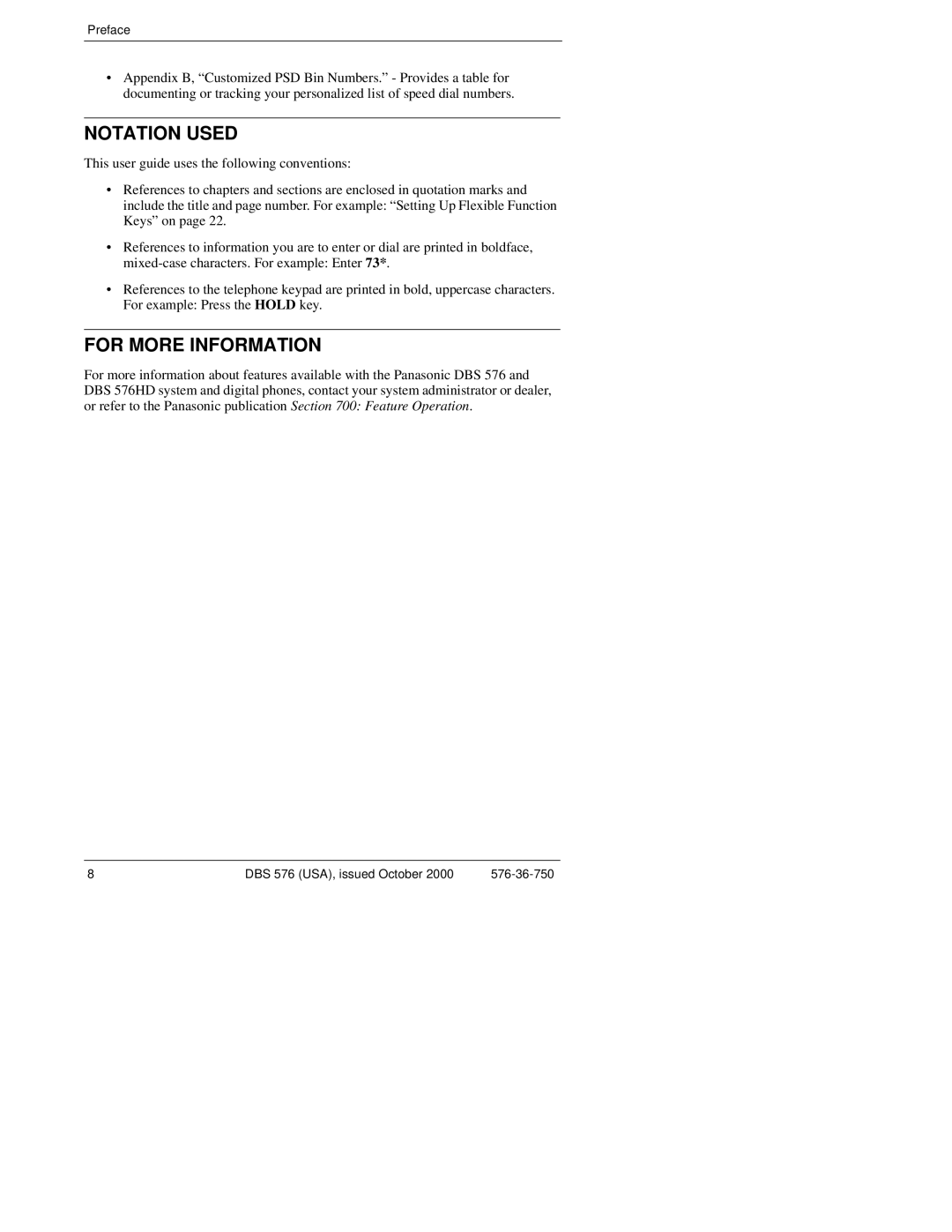 Panasonic DBS 576HD manual Notation Used, For More Information 