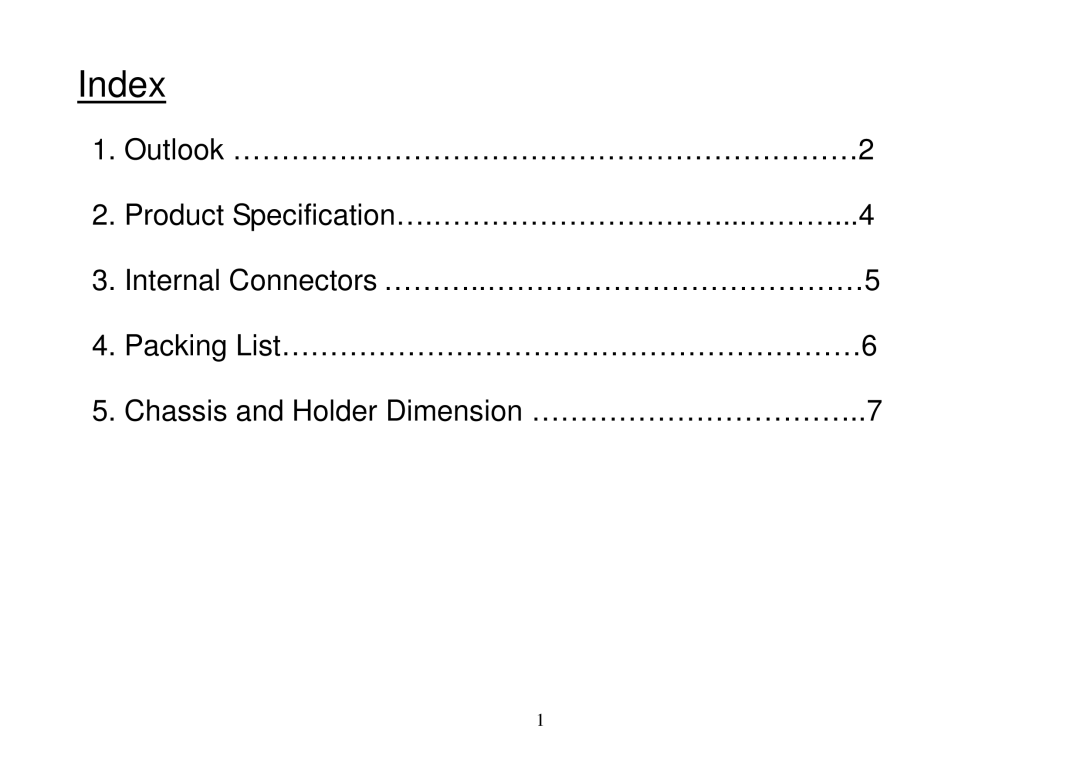 Panasonic DE7000 manual Index 