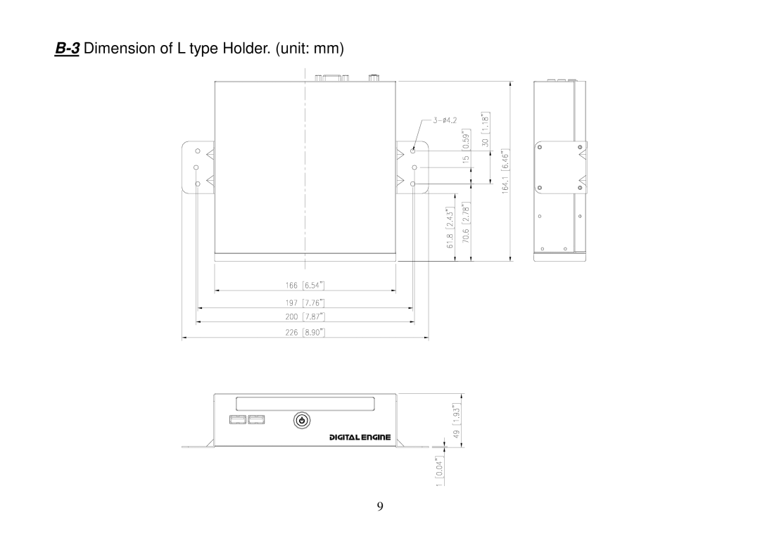 Panasonic DE7000 manual Dimension of L type Holder. unit mm 