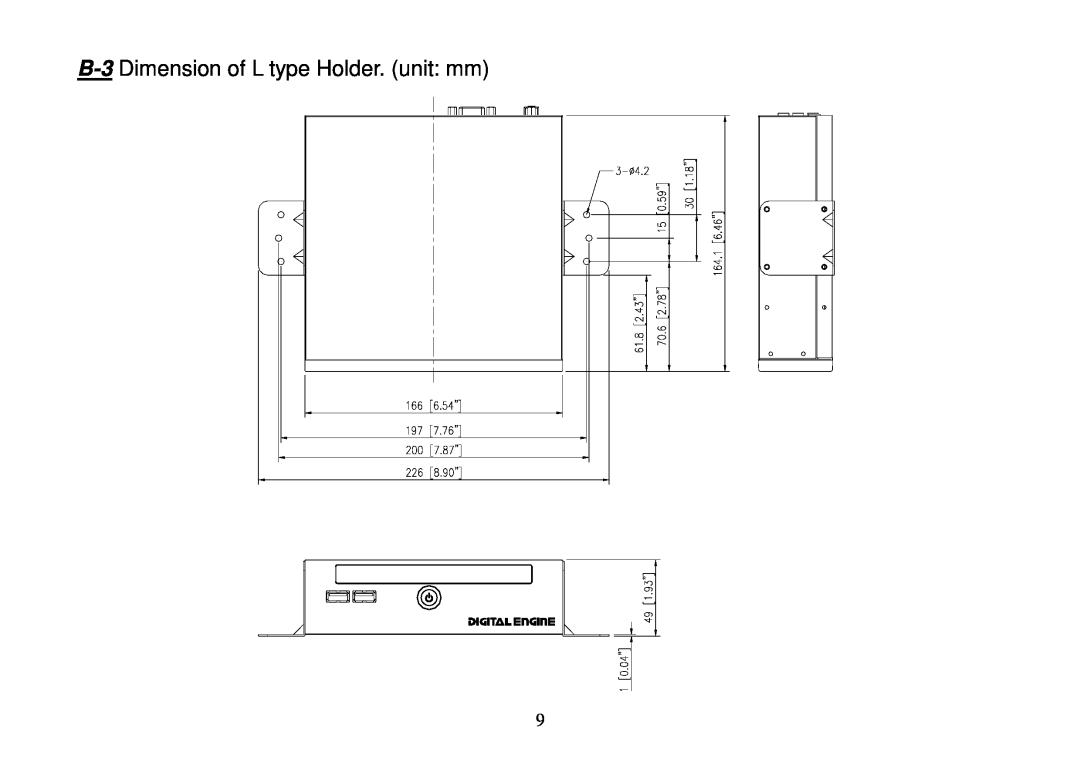 Panasonic DE7000 manual B-3 Dimension of L type Holder. unit mm 