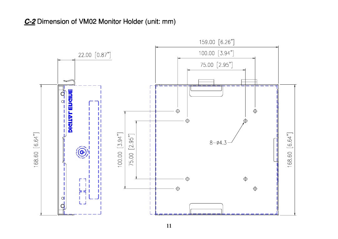 Panasonic DE7000 manual C-2 Dimension of VM02 Monitor Holder unit mm 