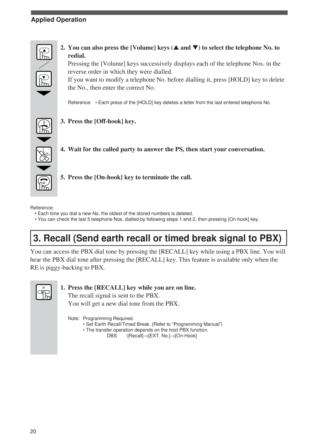 Panasonic Digital Cordless Telephone System operating instructions Recall Send earth recall or timed break signal to PBX 