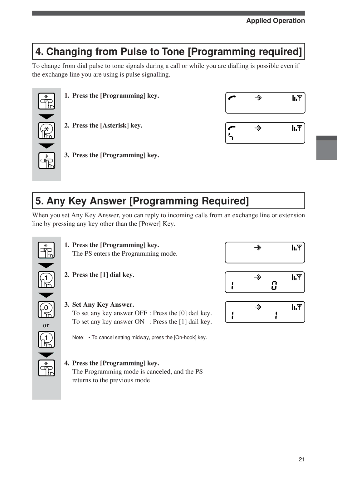 Panasonic Digital Cordless Telephone System operating instructions Changing from Pulse to Tone Programming required 