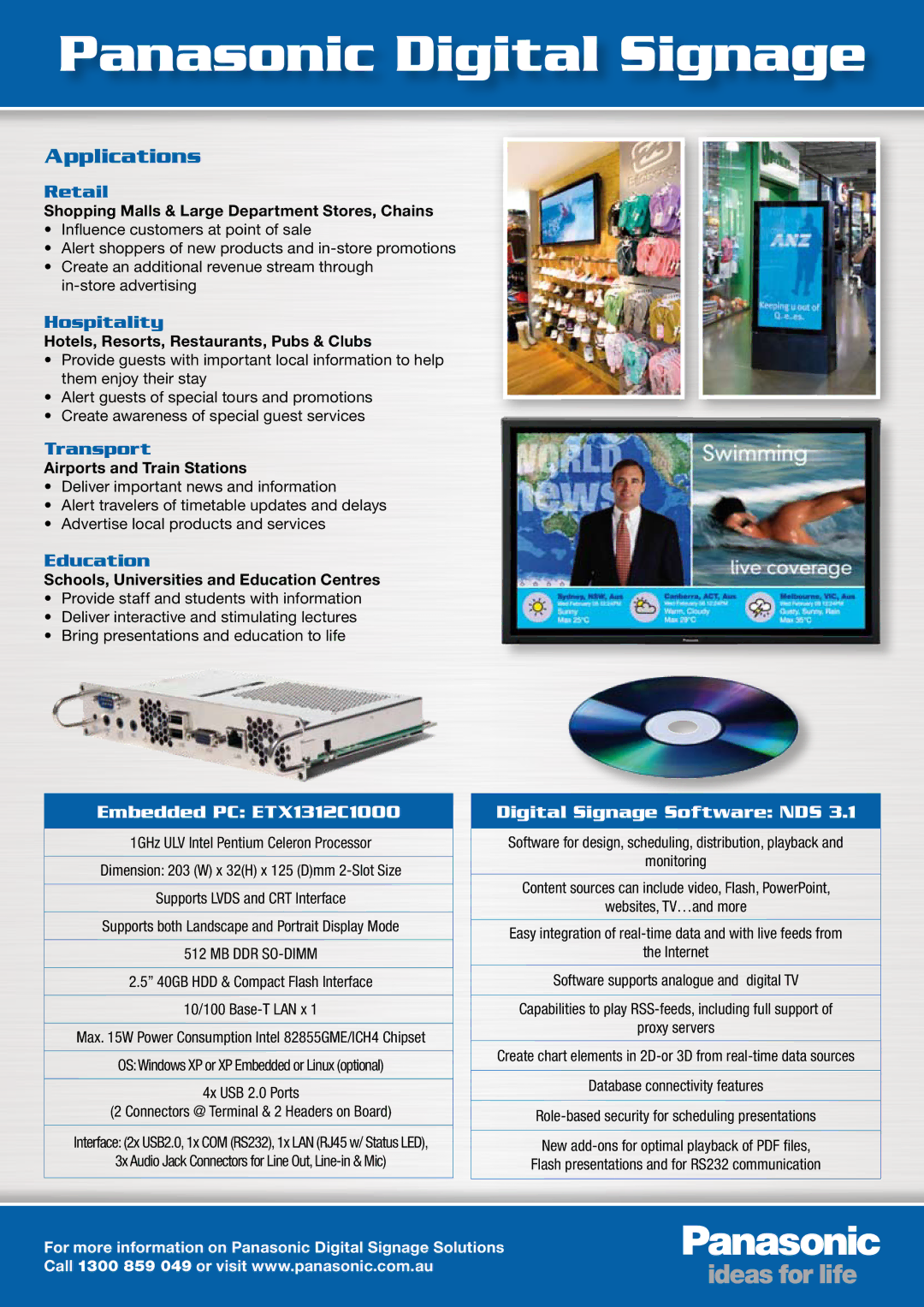 Panasonic Digital Signage manual Retail, Hospitality, Transport, Education 