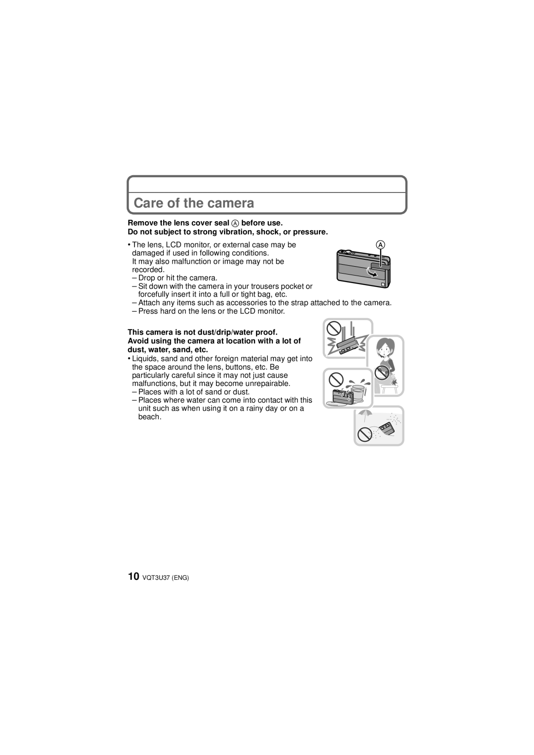 Panasonic DMC-3D1 owner manual Care of the camera 