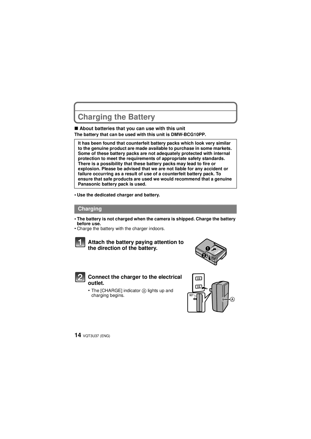 Panasonic DMC-3D1 owner manual Charging the Battery, About batteries that you can use with this unit 