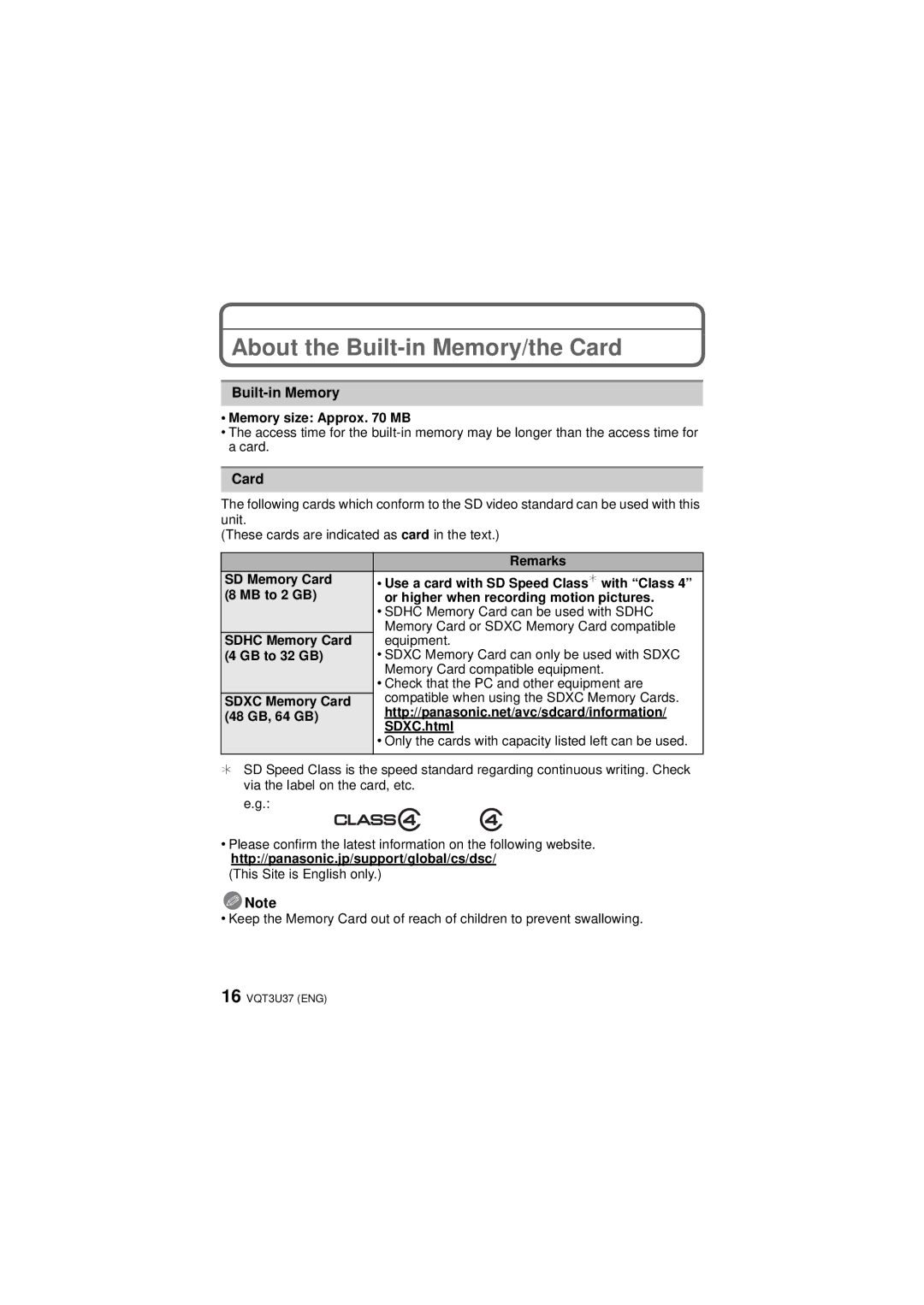 Panasonic DMC-3D1 owner manual About the Built-in Memory/the Card, Memory size Approx MB, Remarks 