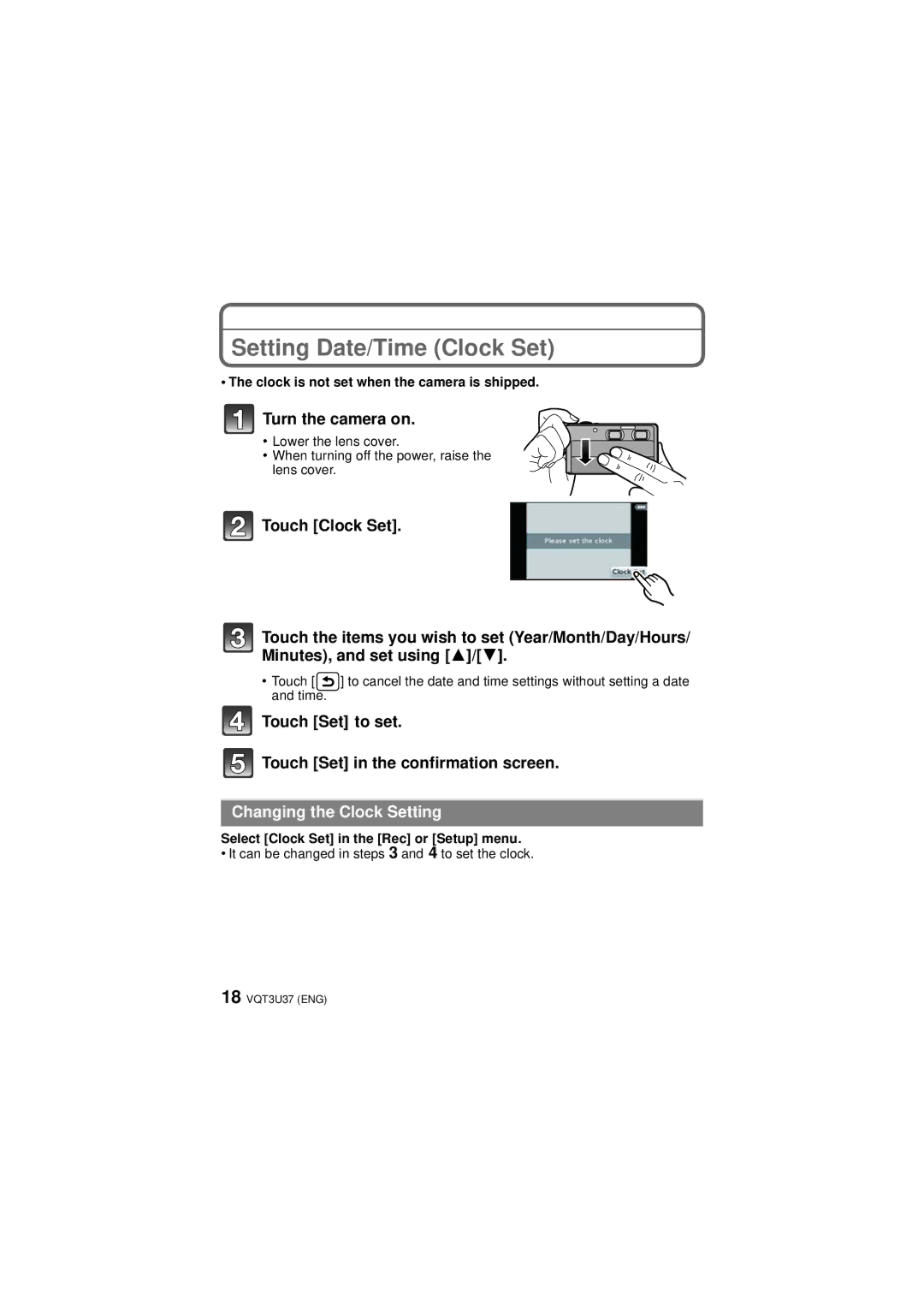 Panasonic DMC-3D1 owner manual Setting Date/Time Clock Set, Clock is not set when the camera is shipped 