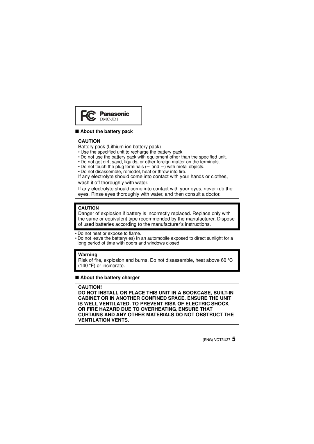 Panasonic DMC-3D1 owner manual About the battery pack, About the battery charger 