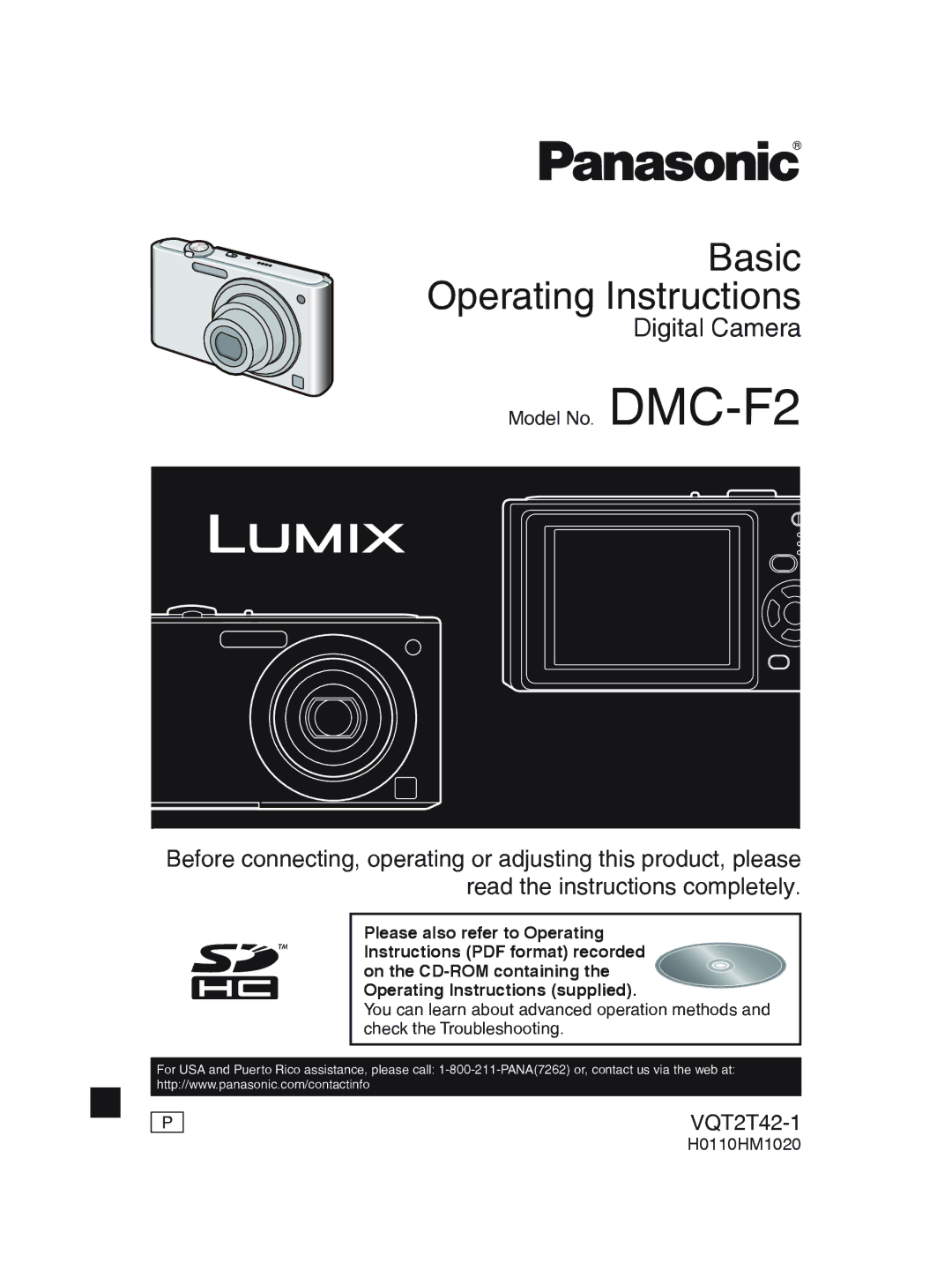 Panasonic DMC-F2 operating instructions Basic Operating Instructions 