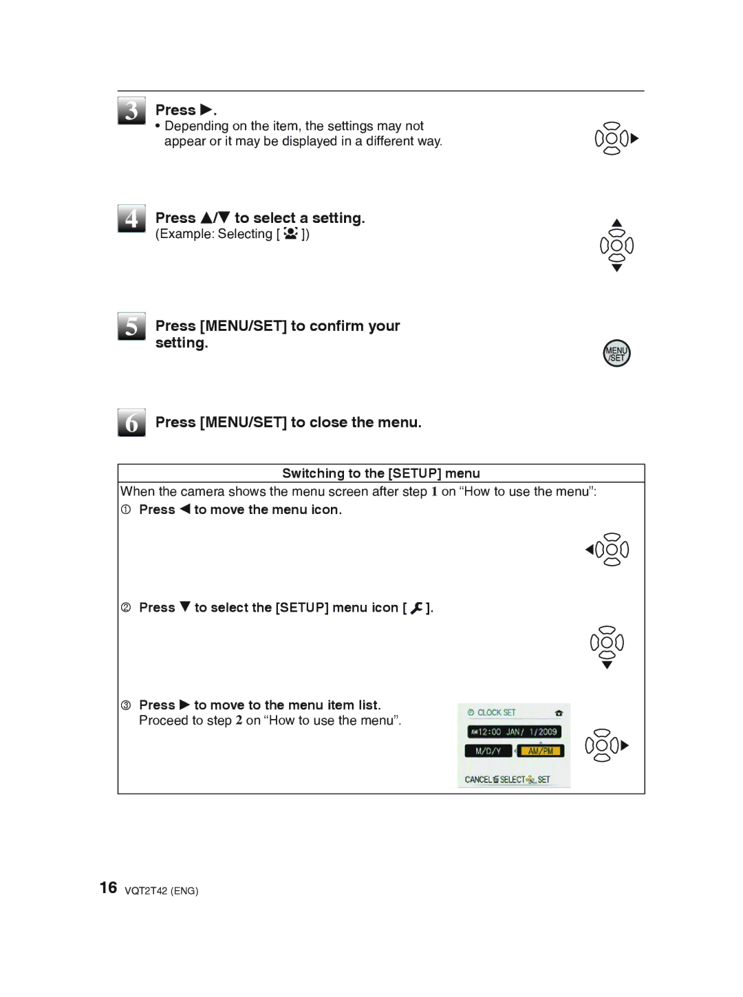 Panasonic DMC-F2 operating instructions Press q, Press e/r to select a setting, Press MENU/SET to conﬁrm your, Setting 