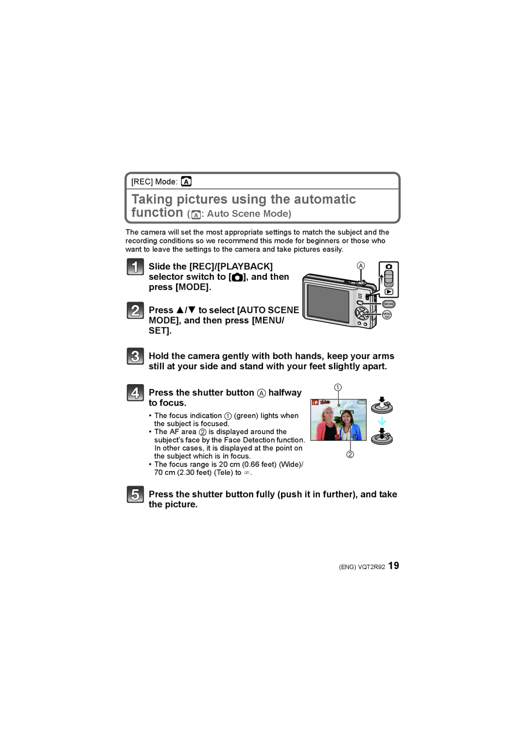 Panasonic DMC-F4, DMC-F3 operating instructions Taking pictures using the automatic, REC Mode 