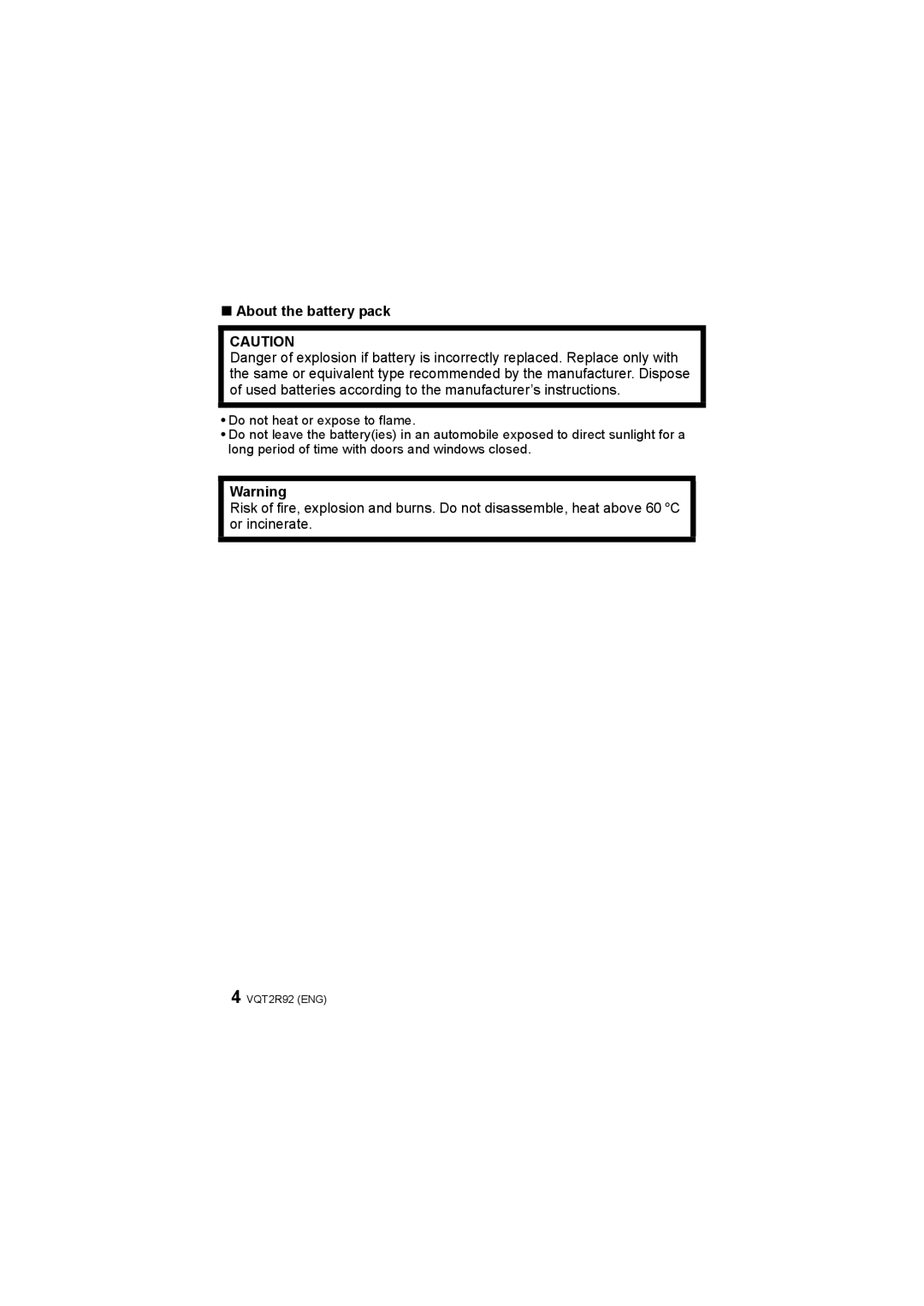 Panasonic DMC-F3, DMC-F4 operating instructions About the battery pack 