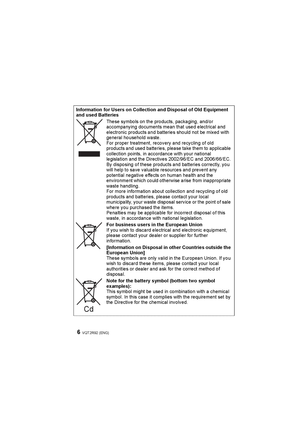 Panasonic DMC-F3, DMC-F4 operating instructions For business users in the European Union 