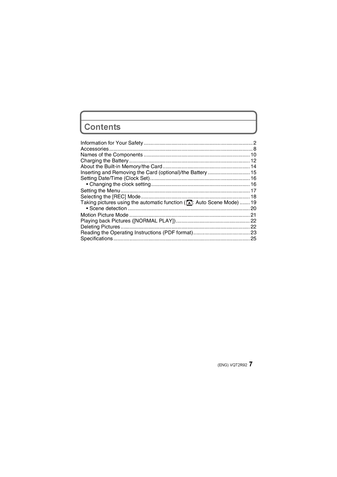 Panasonic DMC-F4, DMC-F3 operating instructions Contents 