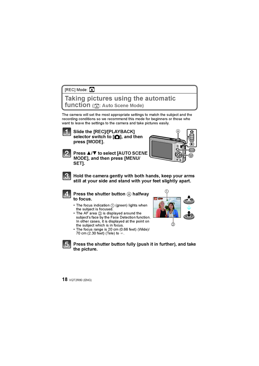 Panasonic DMC-F3 operating instructions Taking pictures using the automatic, REC Mode 