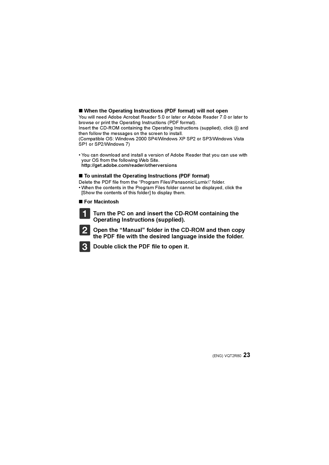 Panasonic DMC-F3 operating instructions For Macintosh 