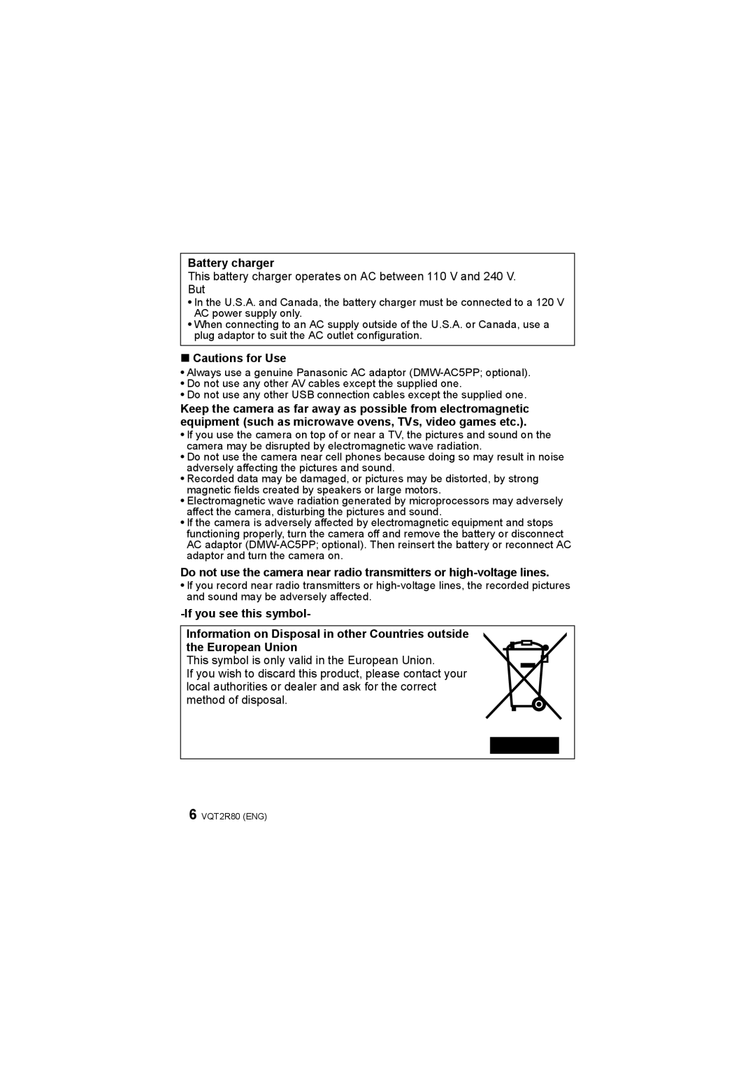 Panasonic DMC-F3 operating instructions Battery charger 